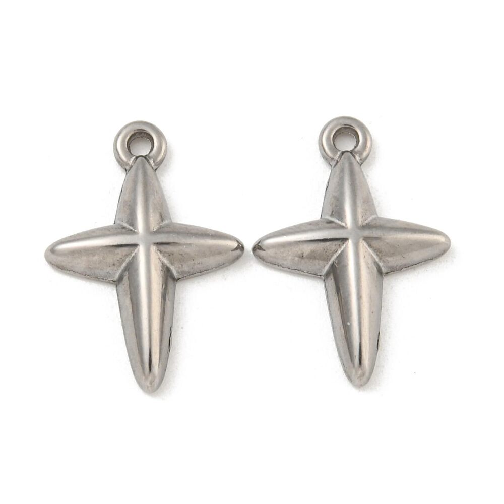 9497 20 pcs Cross Star Theme 304 Stainless Steel Charms Crucifix Religious